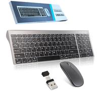 Wireless Keyboard and Mouse Set,3-Mode(Bluetooth & 2.4Ghz & USB C) Rechargeable Portable Silent Multi-Device 5in1 Computer Keyboard & Mouse Combos with Numeric Keypad for Mac,Microsoft,PC,Laptop,iPad