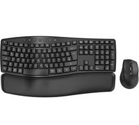 Wireless Keyboard and Mouse Set, 30dB Quiet Ergonomic Keyboard with Wave Keys and Soft Wrist Rest, Dual System Switch for Windows/Mac, Ideal for Business Teams and Home Office