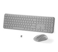 Wireless Keyboard and Mouse Set - MPTOG Full-Sized 110Pcs Slim Round Key Design, Quiet Typing, Adjustable DPI Ergonomic Mouse, Wireless Combo for PC, Mac, Laptop, Tablets(Space Gray)