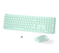Wireless Keyboard and Mouse Set - MPTOG Full-Sized 110Pcs Slim Round Key Design, Quiet Typing, Adjustable DPI Ergonomic Mouse, Wireless Combo for PC, Mac, Laptop, Tablets(Mint Green)