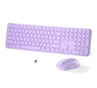 Wireless Keyboard and Mouse Set - MPTOG Full-Sized 110Pcs Slim Round Key Design, Quiet Typing, Adjustable DPI Ergonomic Mouse, Wireless Combo for PC, Mac, Laptop, Tablets(Light Purple)