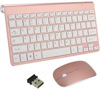 Wireless Keyboard and Mouse Set,Portable 2.4G Keyboard and Mouse Combo,Wireless Keyboard and DPI Adjustable Mouse for Windows,Surface,Android Smart TV-UK Layout (Rose Gold)