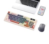 Wireless Keyboard And Mouse Set With Media Control Knob M96 Compatible Multi-Device Bluetooth PBT Keycap(CAFFEINE GREY KIT)