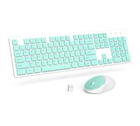 Wireless Keyboard and Mouse, Trueque Silent 2.4GHz Cordless Full Size USB Mouse Combo, Long Battery Life, Lag-Free for Computer, Laptop, PC, Windows, Mac, Chrome OS (Green)