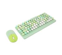 Wireless Keyboard and Mouse, Wireless Keyboard Colorful Round Keycap Comfortable for Computer (Green)
