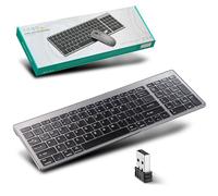 Wireless Keyboard Bluetooth & 2.4Ghz, Rechargeable Portable Compact Silent Slim Multi-Device Computer Keyboard Compatible with Mac, Microsoft, PC, Laptop, iPad, Flat, Desktop,Tablet,Smartphone