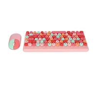 Wireless Keyboard Mouse Combo, 86 Keys Cute Colorful Keyboard 2.4 GHz Light Quiet Portable Mouse, For XP, For, For OS X, For Linux (Pink Theme)