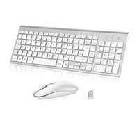 Wireless Keyboard Mouse Combo, cimetech 2.4G Ultra-Thin Keyboard and Mouse Set with Sleek Ergonomic Silent Design & Stable Connection for Windows PC Laptop Computer (QWERTY UK Layout, Silver White)