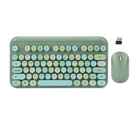 Wireless Keyboard Mouse Combo, Compact Full Size 2.4G 75 Keys USB Retro Ergonomic Keypad and Mice, Gaming Keyboards Mouse Set for PC Desktop Laptop (Green) small gift