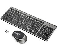Wireless Keyboard Mouse Combo, J JOYACCESS Cordless Keyboard and Mouse, 2.4G Ergonomic Computer Keyboard Mouse for PC,Windows, Computer, Laptop, Desktop, Chromebook,Mac-Grey