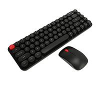 Wireless Keyboard Mouse Combo Wireless Keyboard Mouse Combo Retro Cute Silent Energy Saving Dot Keycap Mini Portable for Home (Black)