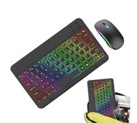 Wireless Keyboard Mouse - RGB Backlit Keypad, Slim Portable Design, 7 Color Lighting, Light Mode Options, Office School Gadget | Ideal for business gamings study professional computing environments