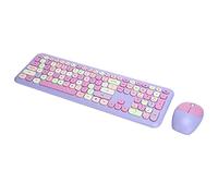 Wireless Keyboard Mouse Set 2.4G Keyboard Mouse, with Multi-Media Button, Plug & Play, for XP (666 Purple Mixed Color Wireless Set)