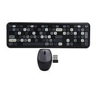 Wireless Keyboard Mouse Set 2.4G Keyboard Mouse, with Multi-Media Button, Plug & Play, for XP (Ferris Hand 666 Black and Gray Mixed Color)