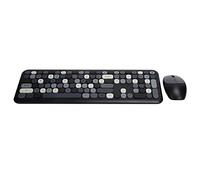 Wireless Keyboard Mouse Set 2.4G Keyboard Mouse, with Multi-Media Button, Plug & Play, for XP (Ferris Hand 666 Black and Gray Mixed Color)