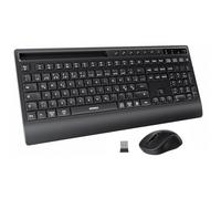 Wireless Keyboard Mouse Set, seenda Bluetooth Keyboard with Mouse, Ergonomic for Multiple Devices with Wrist Rest, Phone Holder, Quiet Wireless Keyboard Full Size for Windows, Laptop, MacBook, Pad