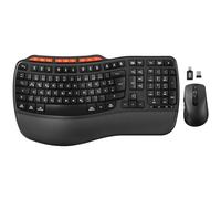 Wireless Keyboard Mouse Set, Wave Keys, Padded Wrist Rest | Multiple Tilt Angles Ergonomic Full Size Wireless Keyboard 3 DPI, USB-A/USB-C for Windows/Mac/Desktop/Laptop/PC -MA31
