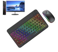 Wireless Keyboard Set - 7 Colors Backlit Silent Lighted Full Size Combo, Rechargeable Ergonomic Keyboard with Phone Holder | Slim Portable Light up Keyboards for School, Office, Business and Game