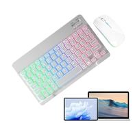 Wireless Keyboard Set - Slim Backlit Keys, Silent Buttons | Rechargeable LED Typing Device, Lightweight Ergonomic Accessory with Colour Mode for