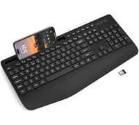 Wireless Keyboard with Wrist Rest, Full-size Ergonomic Keyboards with Phone Holder, Sleep Mode, 18 Multimedia Keys, Numeric Keypad, Silent 2.4GHz Cordless Keyboard for Mac/Windows/Computer/Laptop/PC