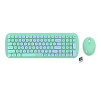 Wireless Keyboards and Mouse Combos, UBOTIE Colorful Gradient Rainbow Colored Retro Typewriter Flexible Keyboard, 2.4GHz Connection and Optical Mouse (New Green Colorful)