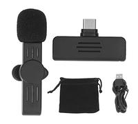 Wireless Lapel Microphone 2.4G Long Range 80m Type C Lavalier Mic with Stable Signal for Live Streaming Podcasting Interviews Black