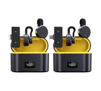 Wireless Lav-alier Microphone, Noise Cancellation, 11.1x10.2x4.7cm, Video Recording Microphone, Noise Cancelling M-ic, Lightweight, for Video Content Creation