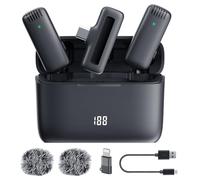 Wireless Lavalier Lapel Microphone for iPhone, iPad, mini Video Recording Mic for Interview Video Podcast Vlog YouTube & Livestream, Noise Reduction, Plug & Play (J13 Pro)