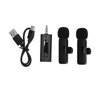 Wireless Lavalier Microphone, 1 To 2 3.5mm Automatic Noise Cancellation Clip on Wireless Microphone 2.4G Ultra Low Latency, Plug and Play for Use in Live Webcasting, Video Microblogging