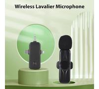 Wireless Lavalier Microphone, 2.4G Lapel Mic Ideal for Phones Computers Live Streaming with DSP Noise Reduction, Long Battery Life, Barrier Distance of 20m (1 Receiver to 1 Microphone)