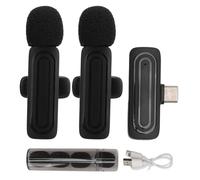 Wireless Lavalier Microphone 2.4G Low Latency Noise Cancellation Anti Interference Lapel Microphone for Live Interview Recording Online Class Meeting Smartphone Type C Connector (Black)