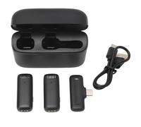 Wireless Lavalier Microphone 2 in 1 Noise Reduction Microphone with Charging Case for Live Interviews Broadcast Video Recording ABS Plastic 15 Meters Transmission Distance