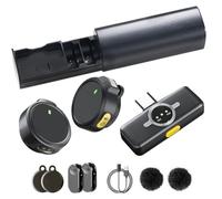 Wireless Lavalier Microphone (2 TX + 1 RX + Charging Case) Lapel Mic for Android/Type-C iPhone15, Noise Reduction, Clip on Mic, Mini Microphone for Video Recording, Vlogging, TikTok, Singing, YouTube