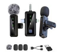Wireless Lavalier Microphone 3-in-1, Mini Lapel Mic， Wireless Microphone for iPhone,Android, iPad, for Video Recording, Streaming, Interview, Vlog,Tiktok,Youtube