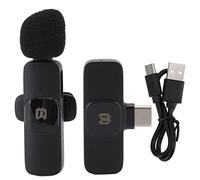 Wireless Lavalier Microphone 360 Degree Pickup Type C Plug and Play Mini Lapel Mic for Live Stream Recording Black ABS Built in 70mAh Battery