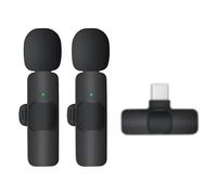 Wireless Lavalier Microphone, Compatible with iPhone & Type-C Devices, Noise Reduction, Clip-on Mic for Video Recording Tiktok Youtube Vlog Podcast Content Creator (Black)