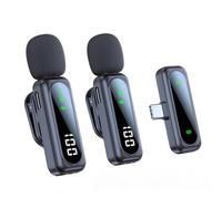 Wireless Lavalier Microphone for iPhone Android 2 Mini Lapel Mics for Video Recording LiveStream YouTube TikTok Online Meeting