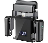 Wireless Lavalier Microphone for iPhone Android (2 TX + 2 RX + Charging Case), Mini Wireless Mic with Noise Cancellation, 20H Battery, 200ft, Bluetooth Microphone for iPhone 15/14/13/12, Android, PC