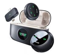 Wireless Lavalier Microphone for iPhone Android, 2in1 Magnetic & Clamp Lapel, Banxye Ultra-light 1 Click Noise Cancelling Studio Sound, Lapel Mic for Video Recording, Streaming, Youtube, Tiktok, Beige