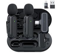 Wireless Lavalier Microphone for iPhone Android Camera USB-C with Charging Case, Noise Canceling Wireless Mini Microphone for YouTube, TikTok, Vlog, Game Live Streaming, Interviews, Video Recording