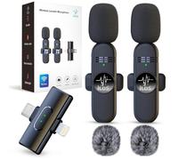 Wireless Lavalier Microphone for iPhone & Android - Dual Interface Mic with Noise Reduction, 65ft Range, 7H Battery, Omnidirectional Sound - Clip-on Mic for YouTube, Vlogging, Interviews, Podcasts