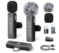 Wireless Lavalier Microphone for iPhone/Android/iPad/Computer, Microphone Mobile Phone with Noise Reduction Function, Mini Microphone Suitable for Live Broadcast, Video Recording, Interview, YouTube