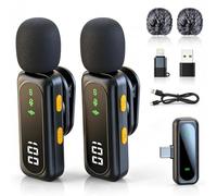 Wireless Lavalier Microphone for iPhone, Android, iPad, Computer - Mini Clip on Mic with Noise Reduction, 65ft Range, 8H Battery, USB-C/Lightning - for Vlogging, TikTok, YouTube, Live Streaming, Podca