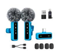 Wireless Lavalier Microphone for iPhone, Android, iPad, Lavalier Microphone for Video Recording -Noise Reduction Lapel Mic for Recording,Clip on Mic Pro for Video Recording,Tiktok,Vlog,Youtube(blue)