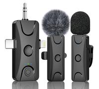Wireless Lavalier Microphone for iPhone Android: Mini Lapel Mic with Intelligent Noise Cancelling, 48kHz/16bit, 100ft Range, for Camera, PC, Laptop, Video Recording, Streaming, Interview, Vlogs