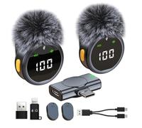 Wireless Lavalier Microphone for iPhone/Android - Mini Wireless Lavalier Noise Canceling Magnetic Clip Lapel Mic - Pro Video & Vlogging Recording for Content Creators,YouTube,Tiktok