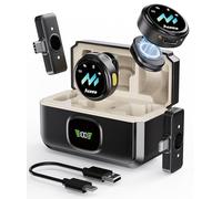 Wireless Lavalier Microphone for iPhone & Android Phones, Noise Reduction & Hi-Fi Audio & 24H Duration & 50M Range, Clips-on Magnetic Lapel Mic for Video Recording/Live Stream/Vlog/Podcast/Interview