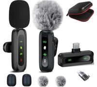 ABYLFE Wireless Lavalier Microphone for iPhone Android Plug-Play,2 Pack Mini Microphone Professional Noise Reduction Recording Clip Mic for Creator Interview YouTube Interview TikTok Vlog Creator