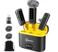 Wireless Lavalier Microphone for iPhone, Android, with 48H Charging Case, 130ft Range, AI Noise Cancelling, mini Mics for YouTube Vlog, Live Stream, Interview Recording,Video Recording Podcast