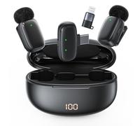 Wireless Lavalier Microphone for iPhone Android with Charging Case, 30 Hours Long Battery Life, 100ft Range, Noise Cancellation, Plug-Play Clip-on Mic for YouTube, TikTok, Vlogging, Live Streaming